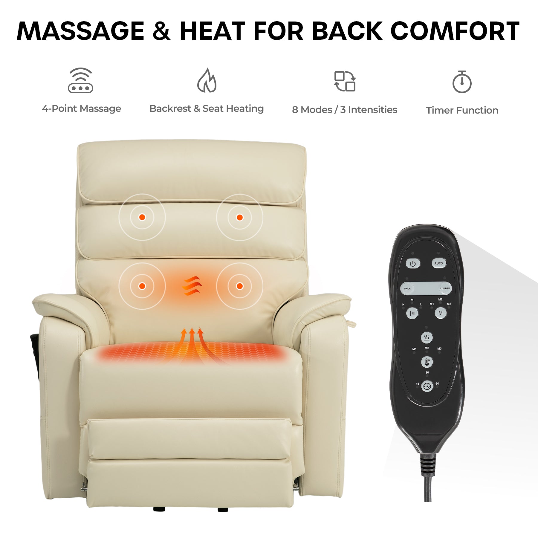 Lift Chair Recliner For Tall Man With Extended Footrest Heat & Massage