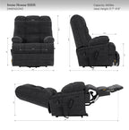 9205L Big & Tall Power Lift Recliner – Extended Footrest, Dual Motor, Heat & Massage, 400 lbs
