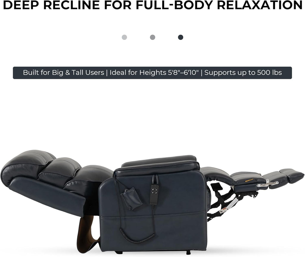 Extra Wide Heavy Duty Lift Chair Heat Massage - 500 lbs, Triple Motor
