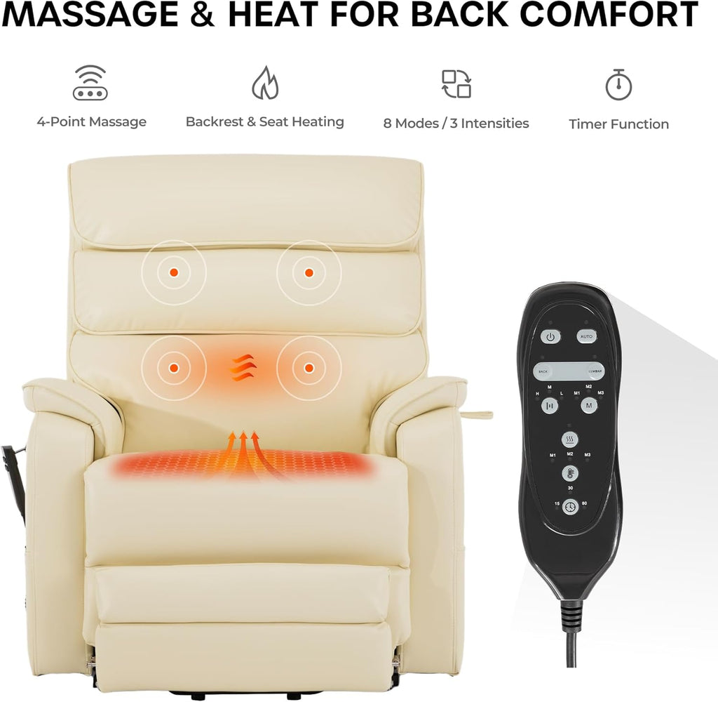 Lift Chairs For Big And Tall with Massage & Heat, 400lb, Daul Motor