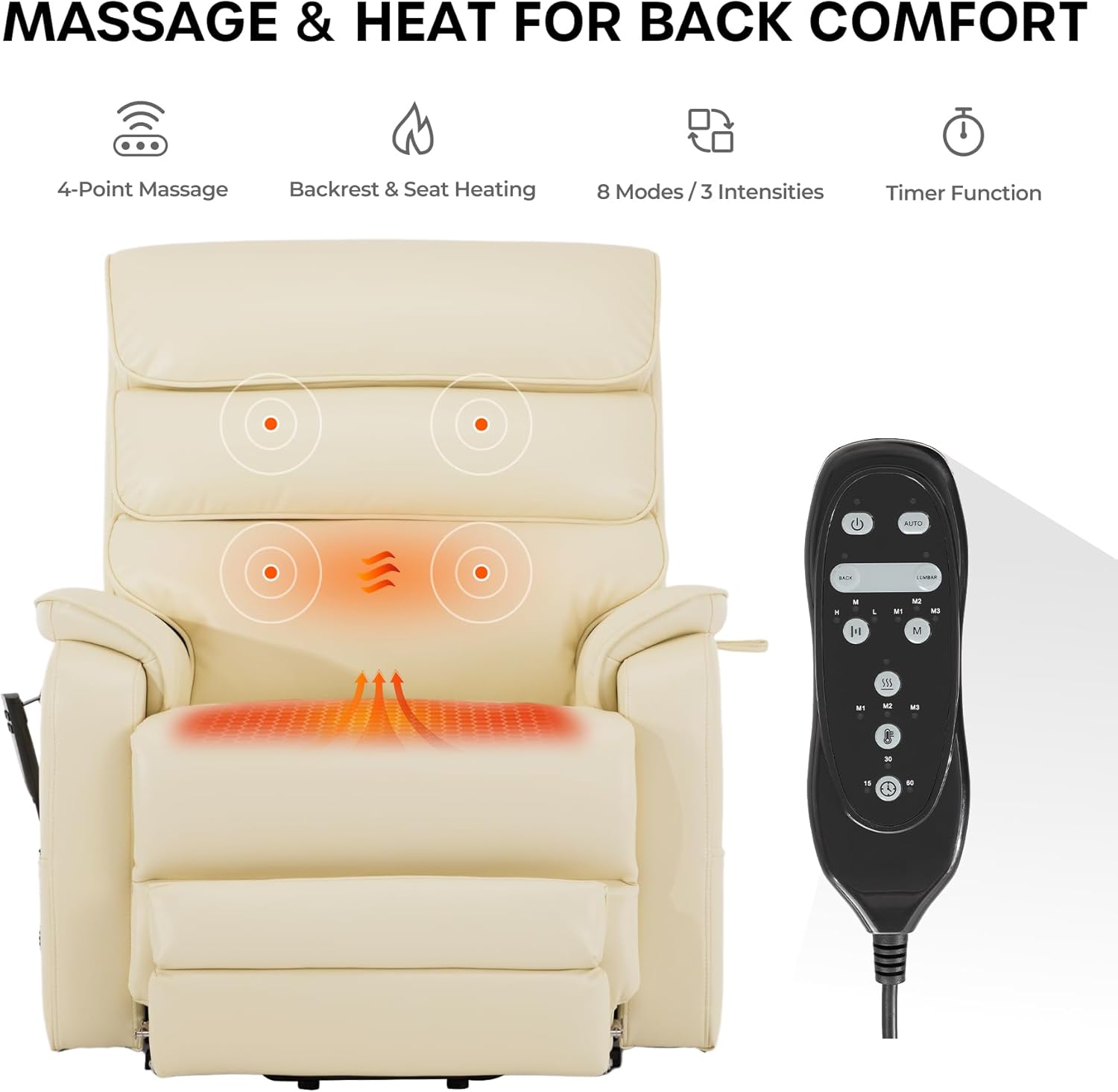 Lift Chairs For Big And Tall with Massage & Heat, 400lb, Daul Motor