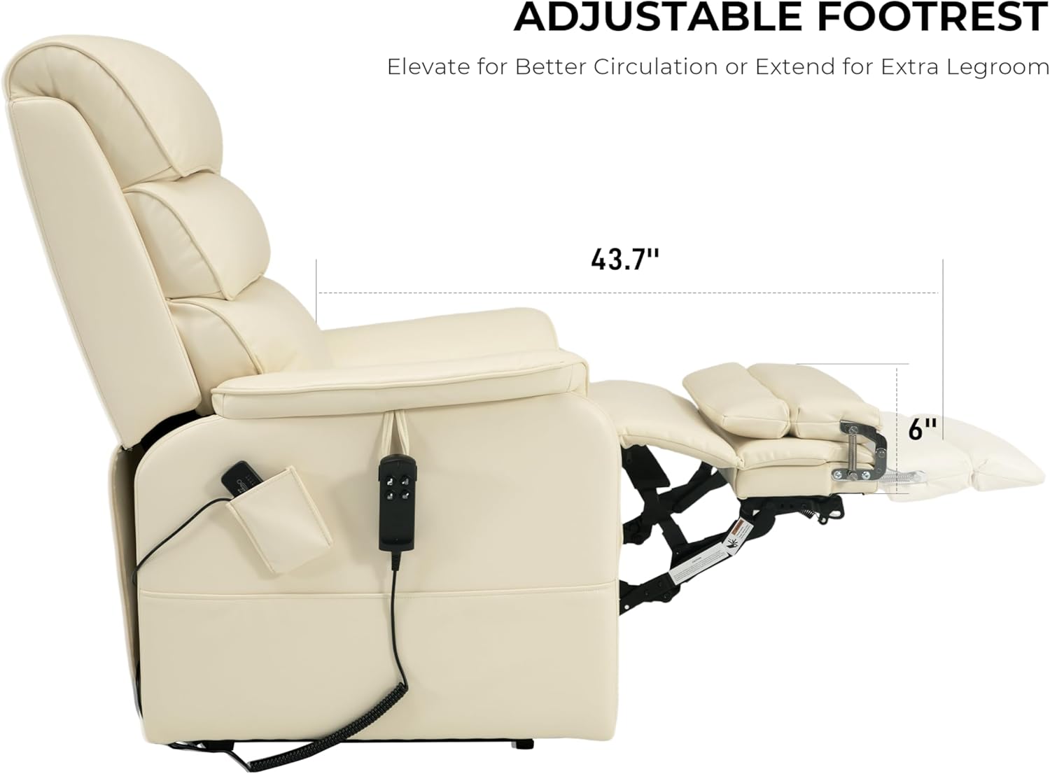 Lift Chair Recliner For Tall Man With Extended Footrest Heat & Massage