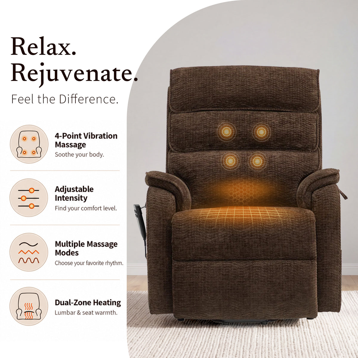 9188 Power Lift Recliner – Dual Motor, Lay Flat, Heat & Massage