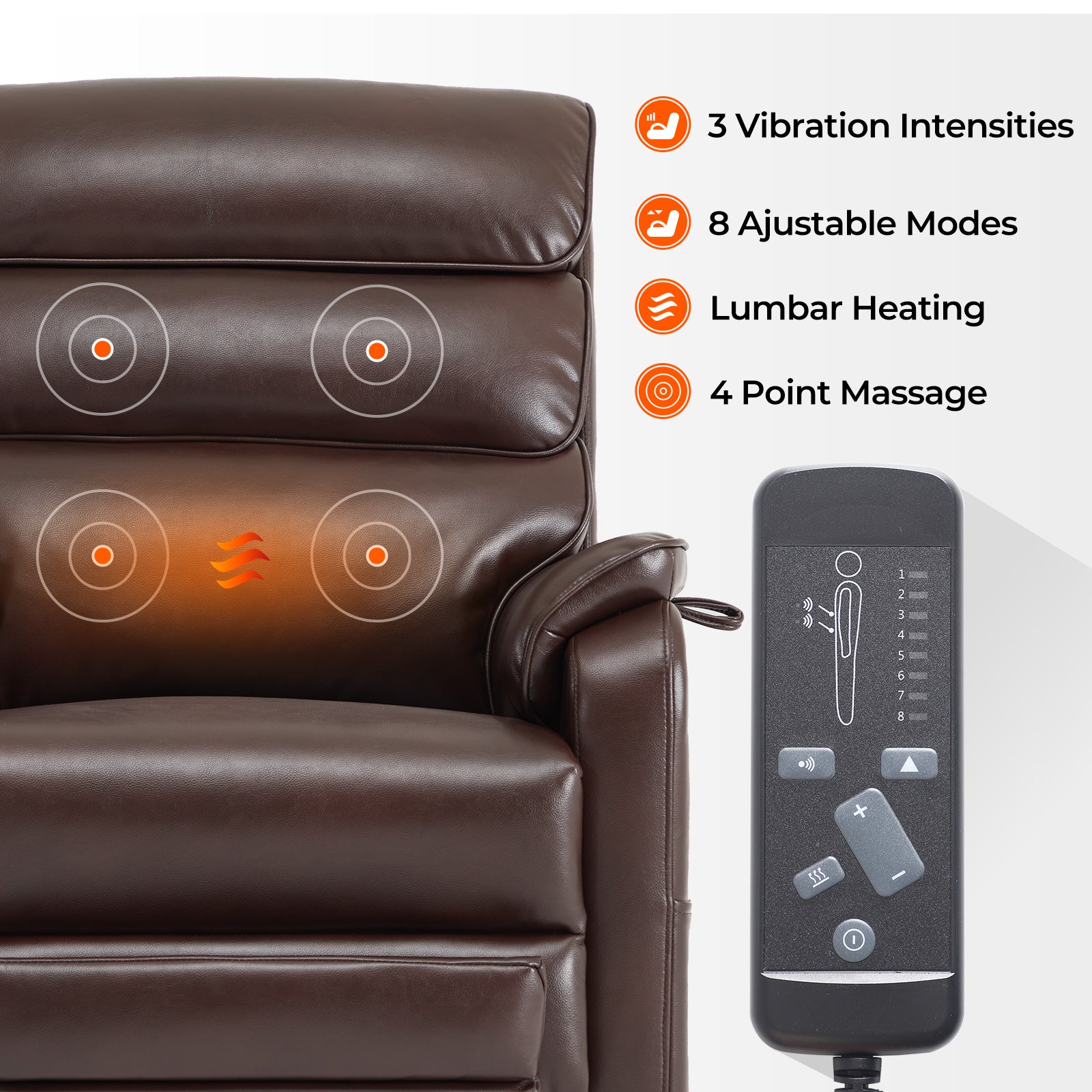 Power Lift Recliner For Tall Man With Extended Footrest Heat & Massage