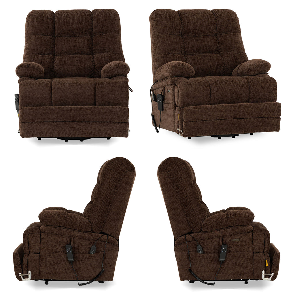 9205L Big & Tall Power Lift Recliner – Extended Footrest, Dual Motor, Heat & Massage, 400 lbs