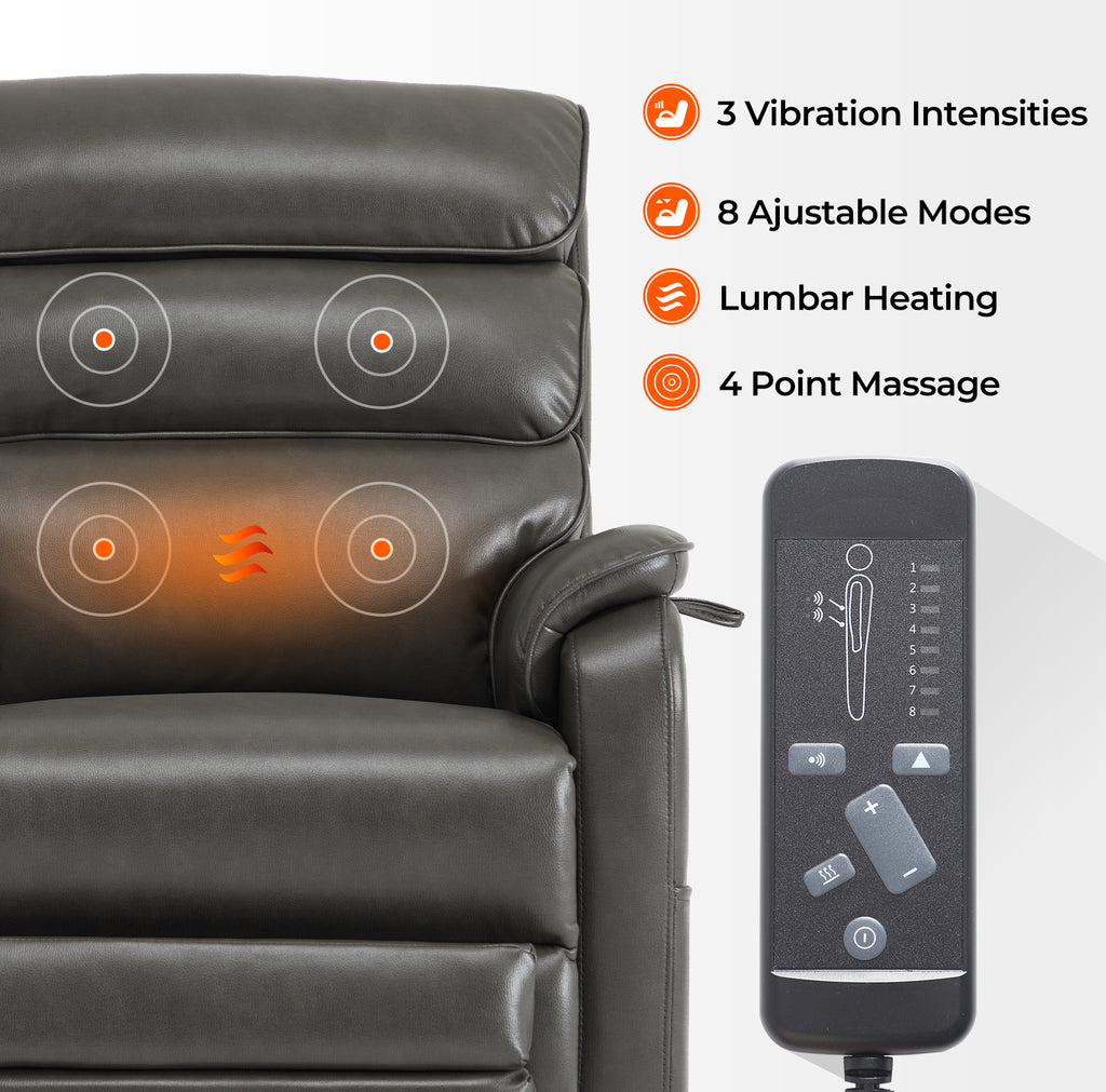 Recliner Chair For Tall People With Extended Footrest, Heat & Massage