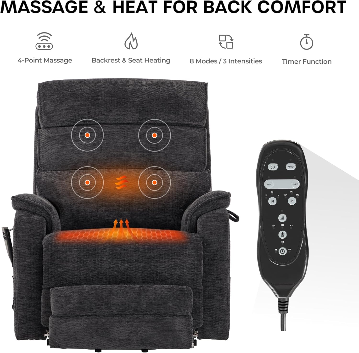 Recliner Chair Big And Tall With Extended Footrest, Wide Seat, Lay Flat