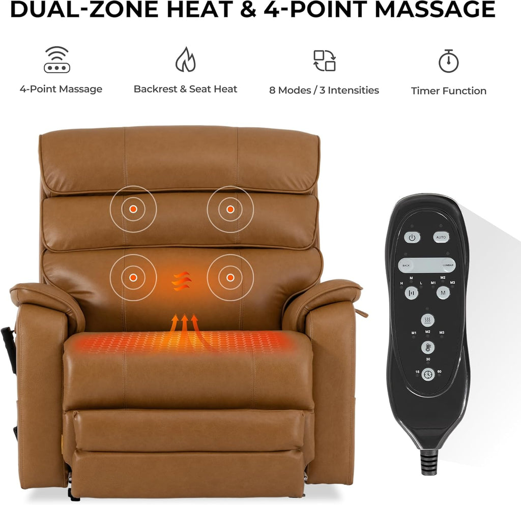 Heavy Duty Lift Chair Heat Massage - 500 lbs, Triple Motor, Extra Wide