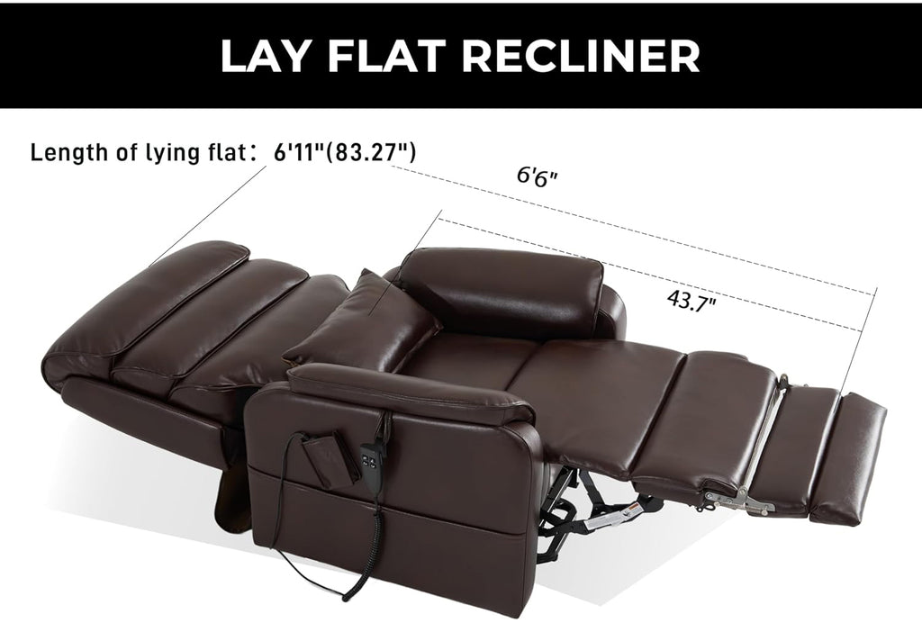Lift Chair Recliner For Tall Man - Extended Footrest, Heat & Massage