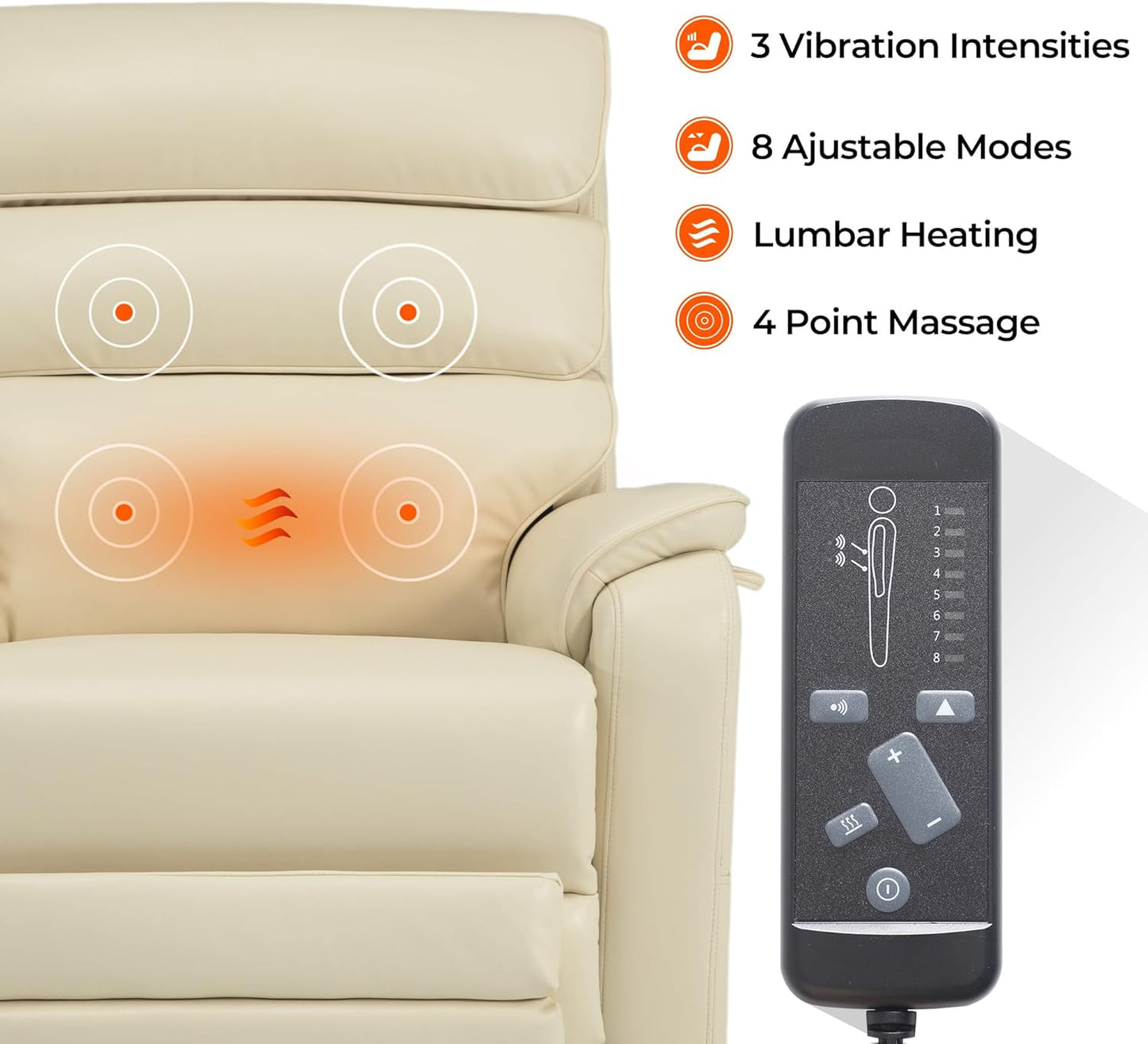 Lift Chair Recliner For Tall Man With Extended Footrest Heat & Massage