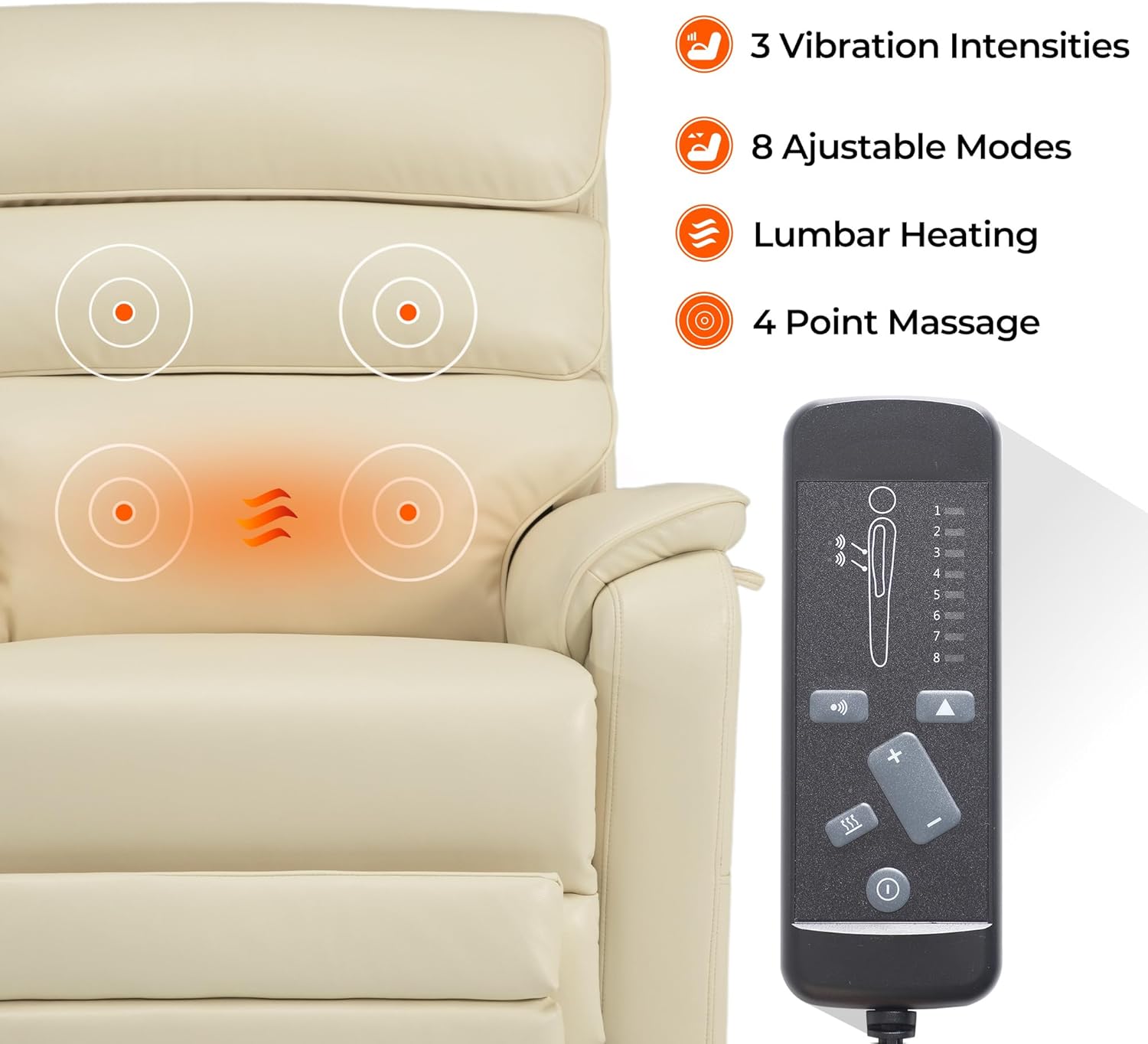 Lift Chair Recliner For Tall Man With Extended Footrest Heat & Massage