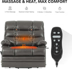 500 LB Capacity Lift Chair - Triple Motor, Extra Wide, Heat & Massage