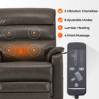 Tall Man Lift Recliner With Extended Footrest, 400 lb, Heat & Massage