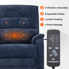 Big Tall Man Recliner With Extended Footrest, 400LB, Heat & Massage