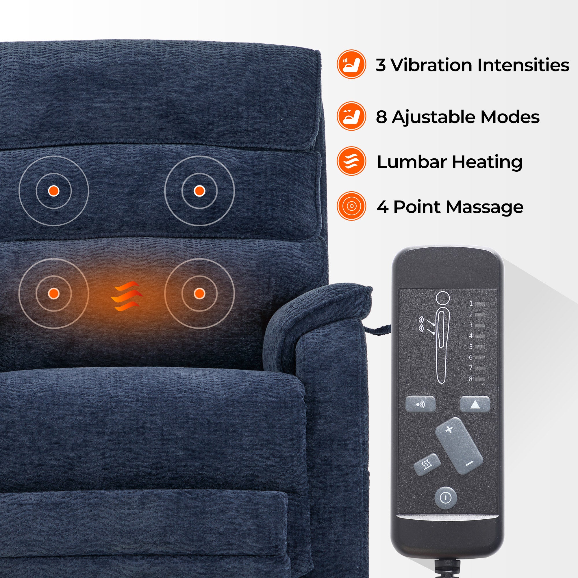 Big Tall Man Recliner With Extended Footrest, 400LB, Heat & Massage