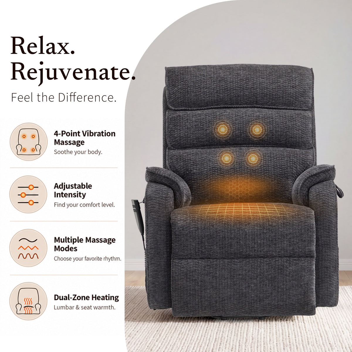 9188 Power Lift Recliner – Dual Motor, Lay Flat, Heat & Massage