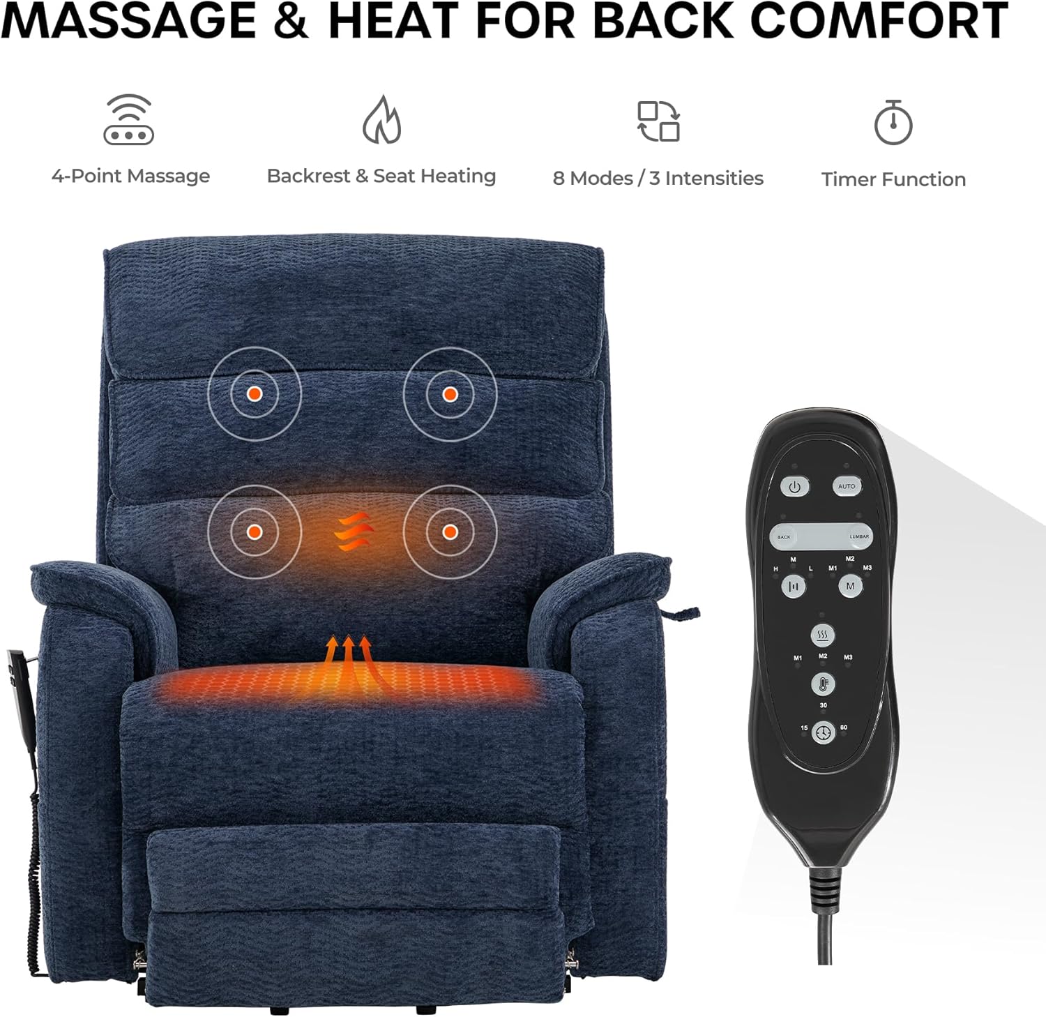 Big Tall Man Recliner - Designed For Big & Tall, 400lb, Extended Footrest