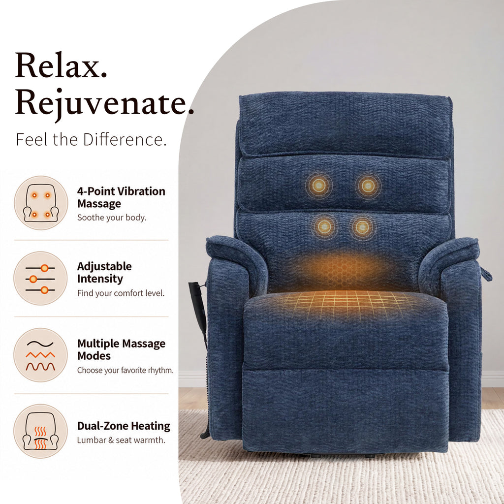 9188 Power Lift Recliner – Dual Motor, Lay Flat, Heat & Massage