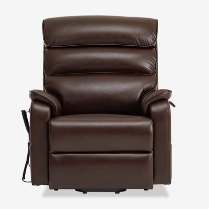 9188E Lay Flat Recliner Lift Chair With Heat And Massage(Large, Faux Leather Brown)