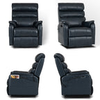 Irene House 9188 Pro Medium triple-motor power lift recliner in dark blue top-grain leather, four-angle view