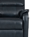 Irene House 9188 Pro Medium triple-motor power lift recliner in dark blue top-grain leather, upholstery detail