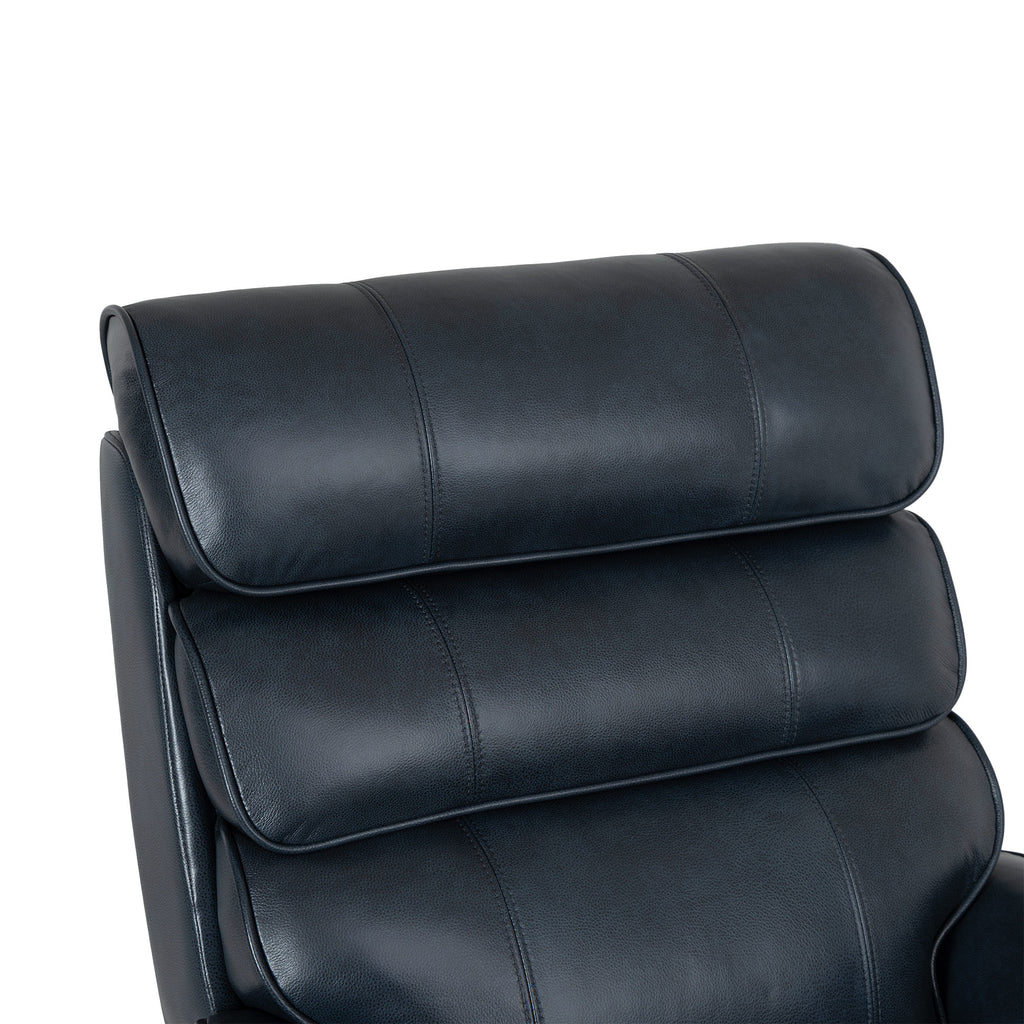 Irene House 9188 Pro Medium triple-motor power lift recliner in dark blue top-grain leather, upholstery detail