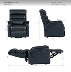 Irene House 9188 Pro Medium triple-motor power lift recliner in dark blue top-grain leather, dimensions, 350 lb capacity, fits 5 foot 2 to 5 foot 9 users