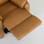 Irene House 9188 Pro Medium triple-motor power lift recliner in yellow-brown top-grain leather, upholstery detail