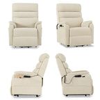 Irene House 9188 Pro Medium triple-motor power lift recliner in cream white chenille, four-angle view