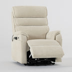 Irene House 9188 Pro Medium triple-motor power lift recliner in cream white chenille, 45-degree front view