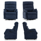 Irene House 9188 Pro Medium triple-motor power lift recliner in blue chenille, four-angle view