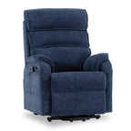 Irene House 9188 Pro Medium triple-motor power lift recliner in blue chenille, 45-degree front view