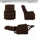 Irene House 9188 Pro Medium triple-motor power lift recliner in dark brown chenille, dimensions, 350 lb capacity, fits 5 foot 2 to 5 foot 9 users
