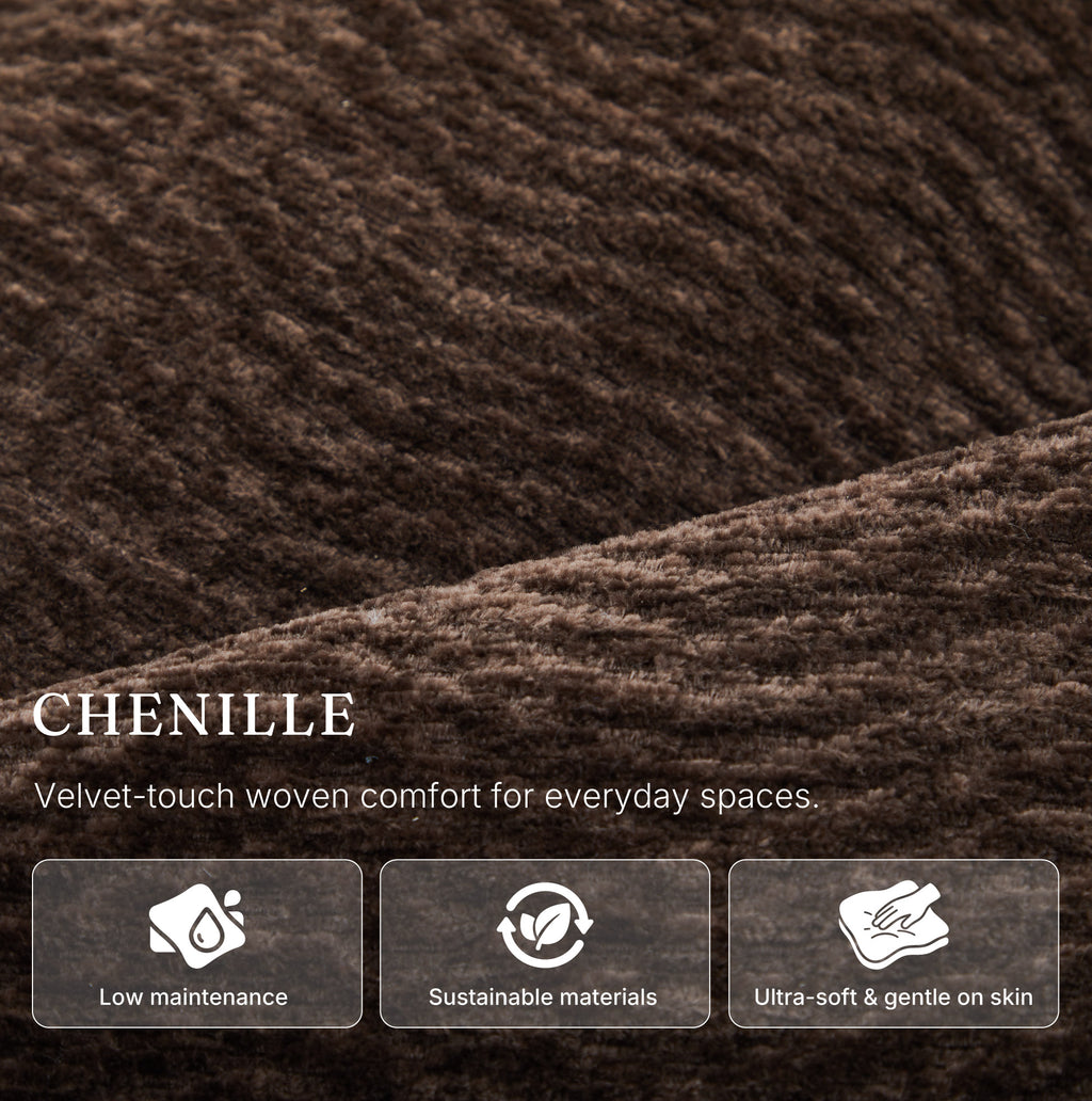 Irene House 9188 Pro Medium triple-motor power lift recliner in dark brown chenille, upholstery close-up