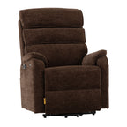 Irene House 9188 Pro Medium triple-motor power lift recliner in dark brown chenille, 45-degree front view