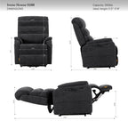 Irene House 9188 Pro Medium triple-motor power lift recliner in dark gray chenille, dimensions, 350 lb capacity, fits 5 foot 2 to 5 foot 9 users