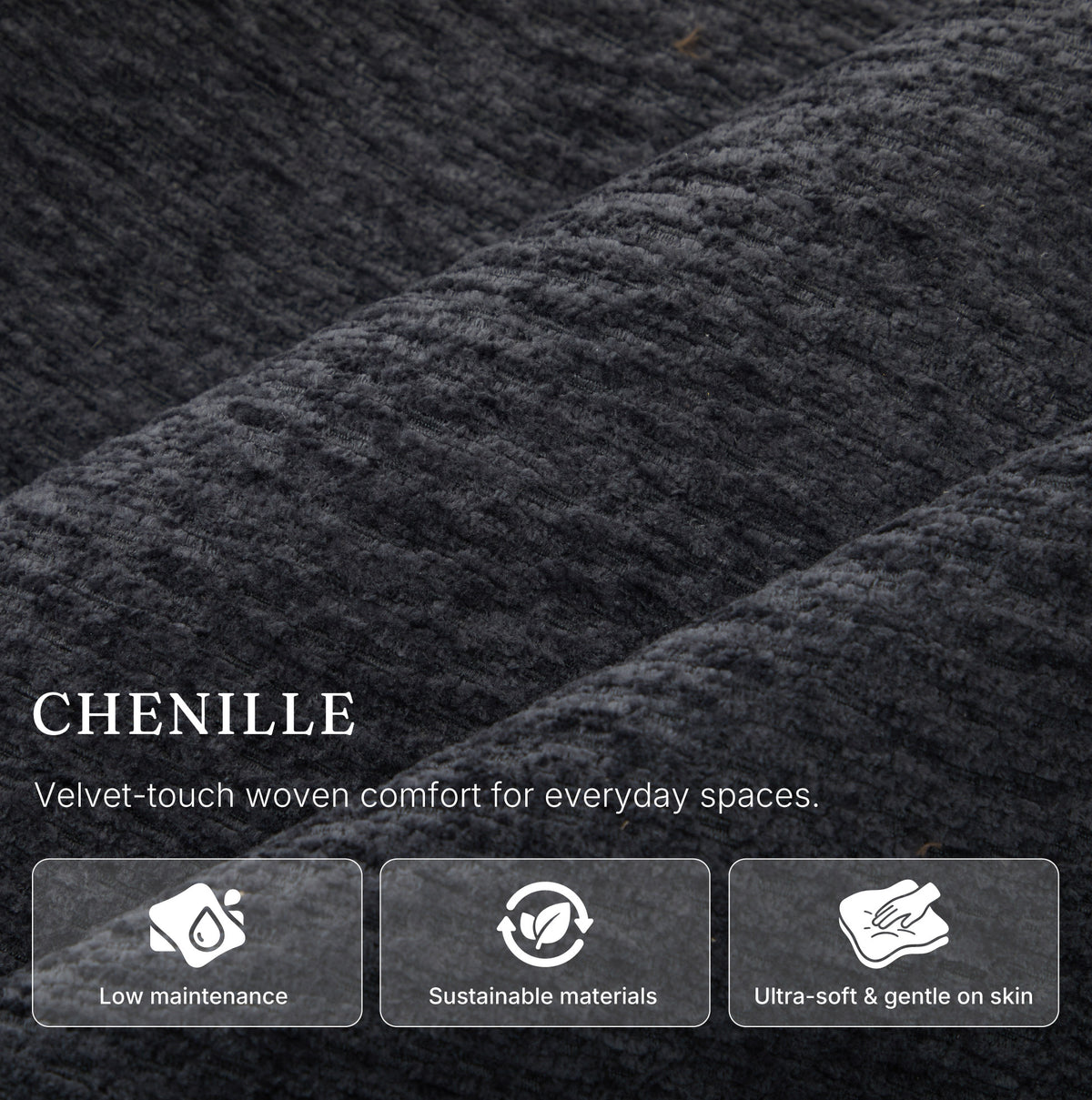 Irene House 9188 Pro Medium triple-motor power lift recliner in dark gray chenille, upholstery close-up