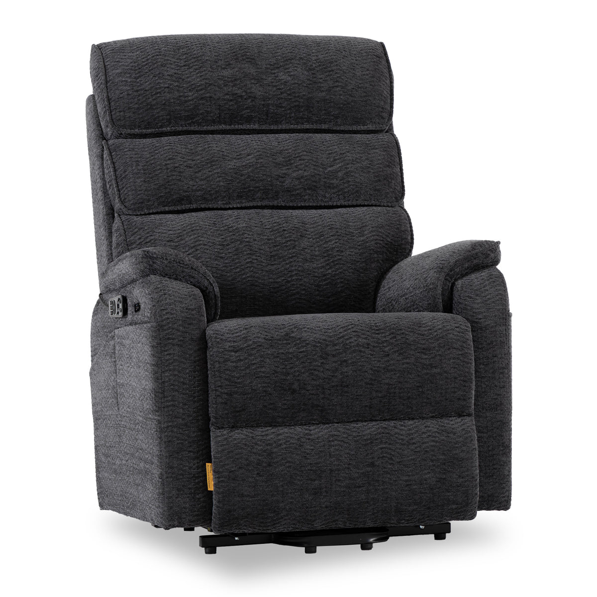 Irene House 9188 Pro Medium triple-motor power lift recliner in dark gray chenille, 45-degree front view