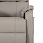 Irene House 9188 Pro Medium triple-motor power lift recliner in light gray top-grain leather, upholstery detail