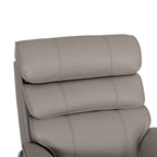 Irene House 9188 Pro Medium triple-motor power lift recliner in light gray top-grain leather, upholstery detail
