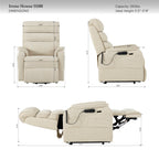 Irene House 9188 Pro Medium triple-motor power lift recliner in light gray top-grain leather, dimensions, 350 lb capacity, fits 5 foot 2 to 5 foot 9 users