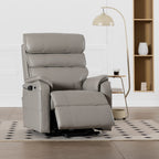 Irene House 9188 Pro Medium triple-motor power lift recliner in light gray top-grain leather, in a living room