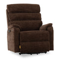 Irene House 9188E Pro oversized power lift recliner in dark brown chenille, 45-degree front view on white