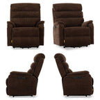 Irene House 9188E Pro in dark brown chenille shown from four angles — front, side, upright and reclined