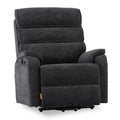 Irene House 9188E Pro oversized power lift recliner in dark gray chenille, 45-degree front view on white