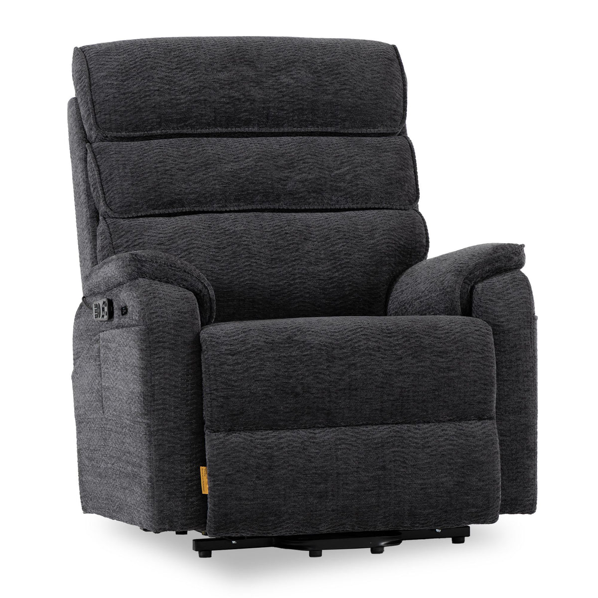Irene House 9188E Pro oversized power lift recliner in dark gray chenille, 45-degree front view on white