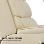 Close-up of the soft cream white breathable leather upholstery on the Irene House 9188S backrest and seat