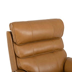 Close-up of the adjustable headrest on the Irene House 9188S Pro in yellow brown top grain leather