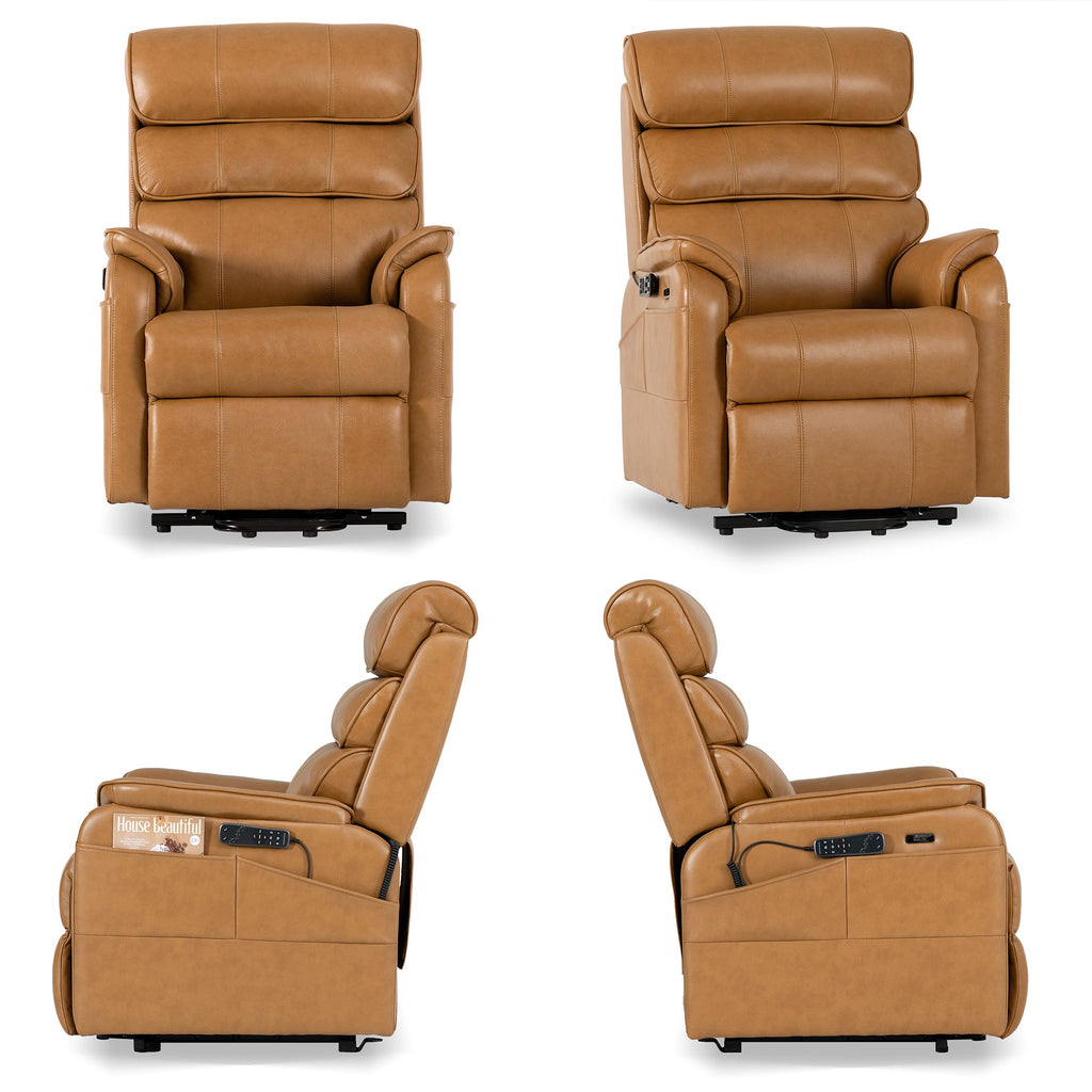 Irene House 9188S Pro in yellow brown top grain leather shown from four angles — front, three-quarter and both sides