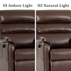 Irene House 9188S Pro brown breathable faux leather upholstery compared under indoor light and natural light